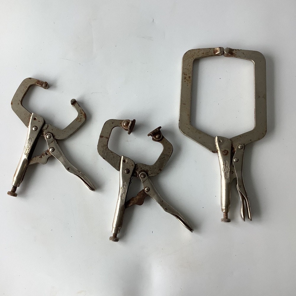 Vintage Peterson Dewitt Vise Grips Locking C Clamps (2) 6R & 9DR & Vise Grip 6SP